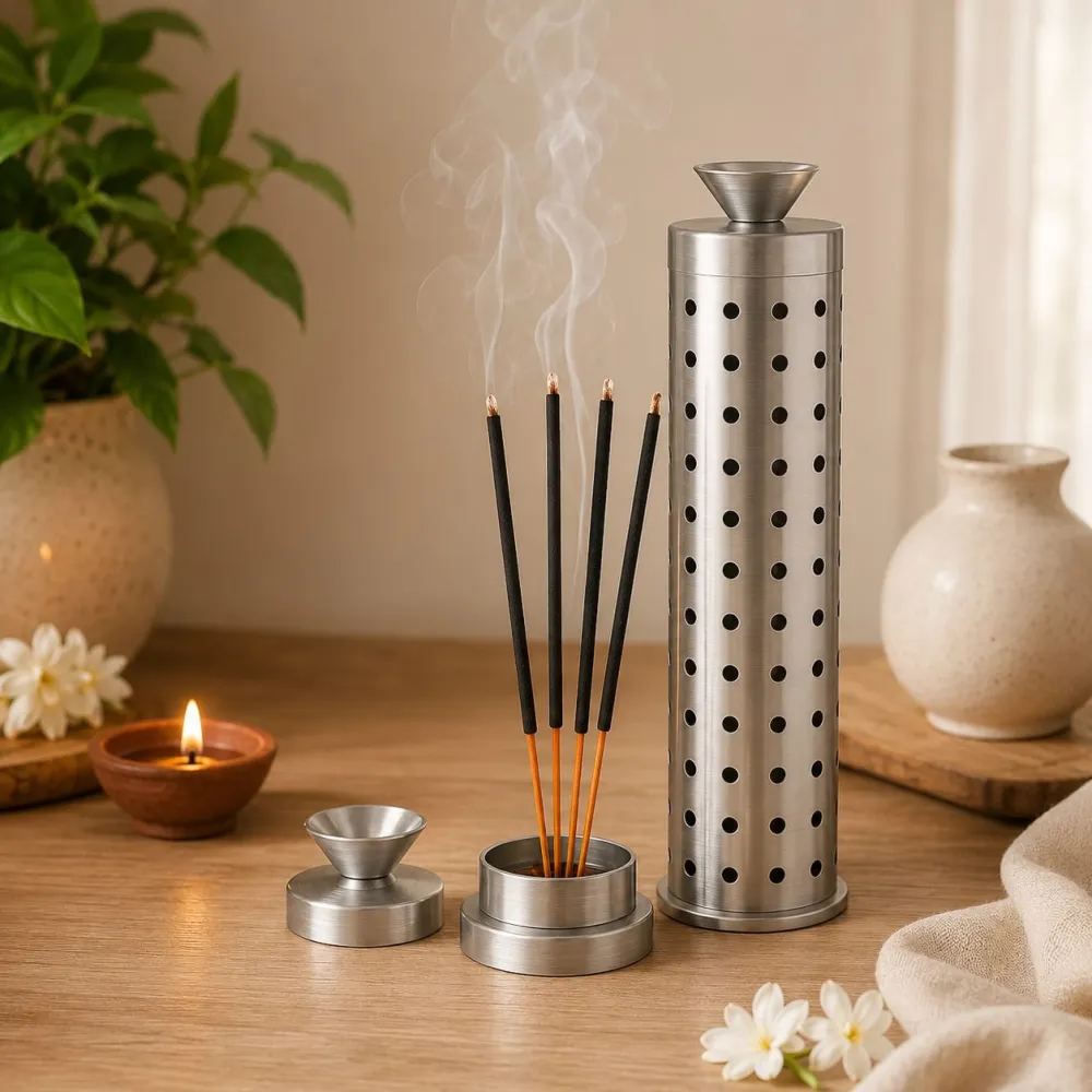 Stainless steel incense stick holder and agarbatti stand