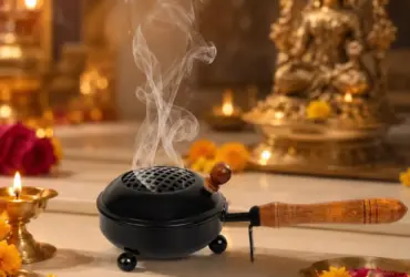 Medium iron incense burner with perforated decorative body