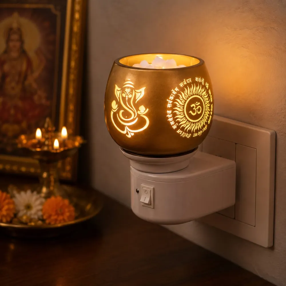 Gold Om electric camphor diffuser and night lamp