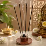 Wooden cup-saucer holder for dhoop sticks and incense