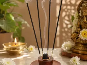 Wooden cup-saucer holder for dhoop sticks and incense